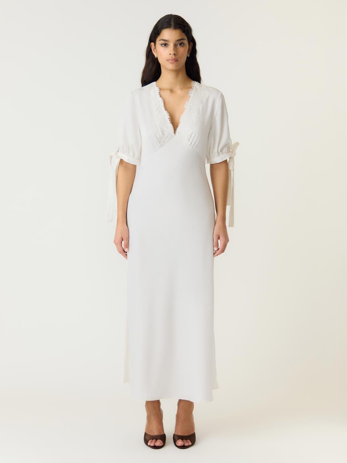 YASPELLA Long Dress - Pristine - VERO MODA & VILA Bergvik